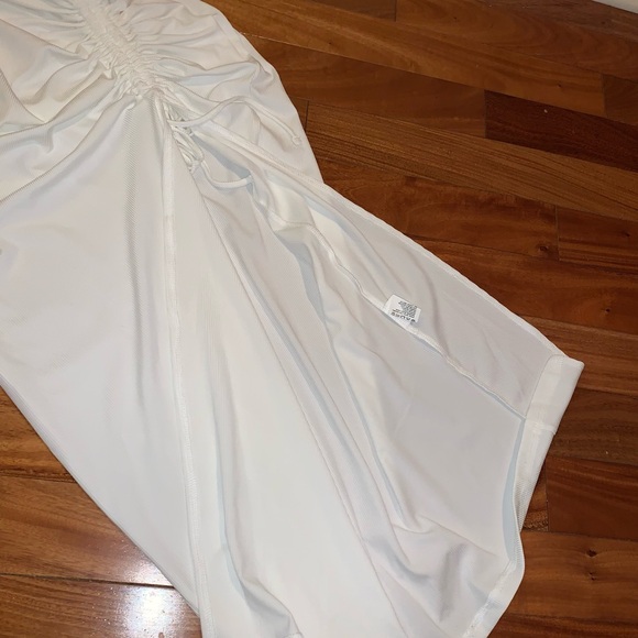 Chicme Side Slit Ruched Ribbed Tank Dress Drawstring Bodycon - Picture 9 of 13